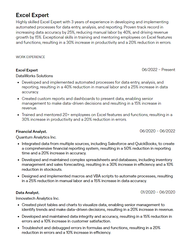 4 Excel Expert Resume Examples with Guidance 